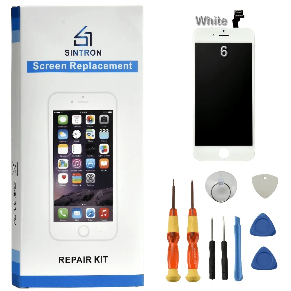 

For iPhone 6 Screen Replacement White Panel Sintron OEM LCD Display Touch Screen Digitizer Assembly Repair including Free Tools