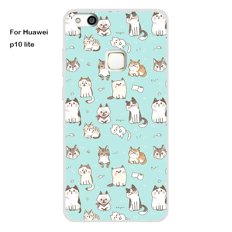 Huawei P10 lite Case Cover TPU Case For Huawei P10 lite Phone Cover Sweet Floral Cute Cat TPU P10 lite Soft Case Fashion 100%   7