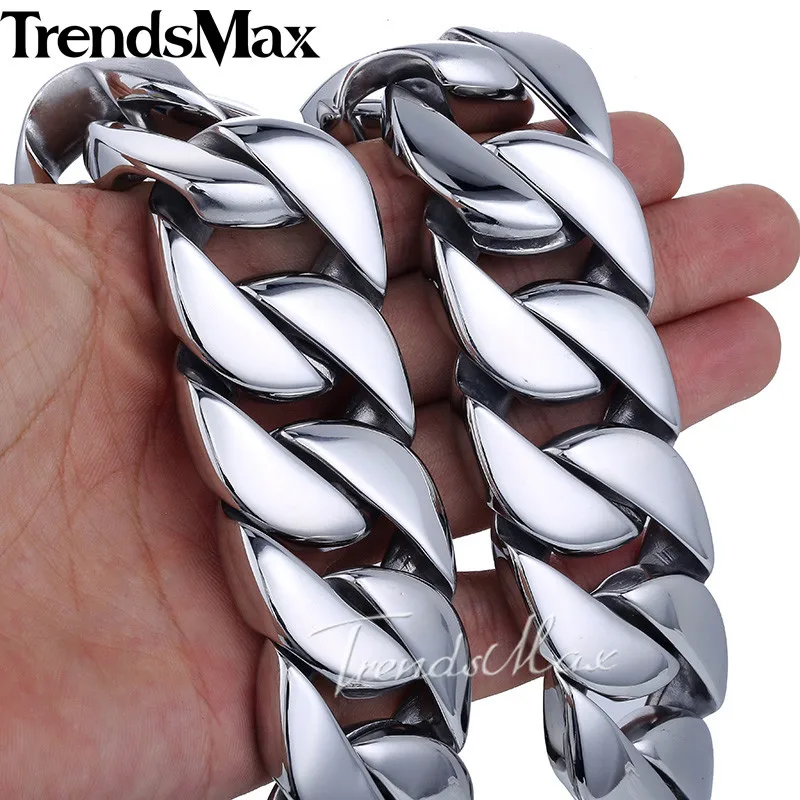 Trendsmax 31 мм супер тяжелая Снаряженная кубинская Мужская цепь для мальчиков