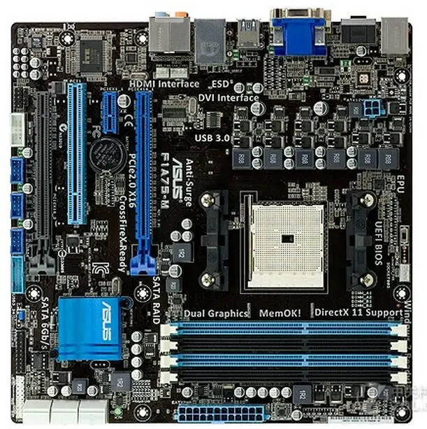 Разъем FM1 для ASUS оригинальная б/у настольная плата AMD A75 DDR3 USB3.0 SATA3|Материнские