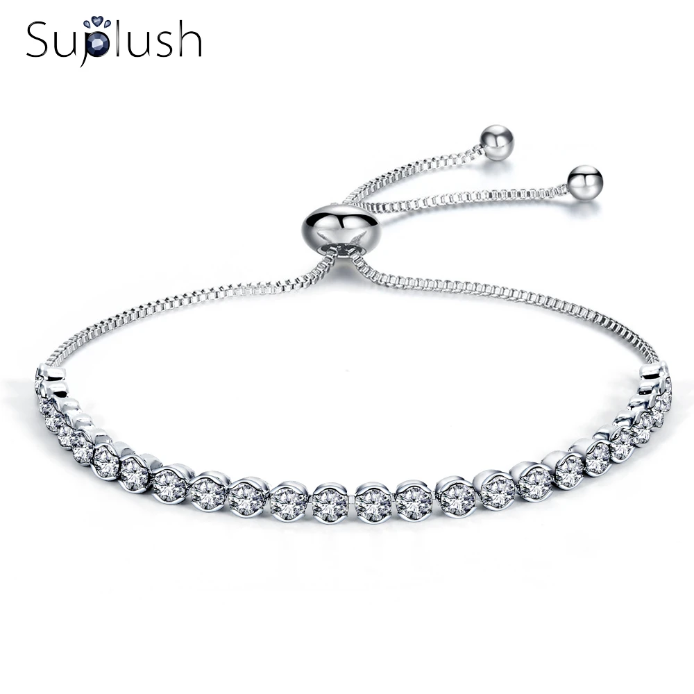 

Suplush Fashion Silver Color Charm Bracelet For Women Girl Bracelet & Bangle Adjustable Wedding Bridal Jewelry Gifts S050043