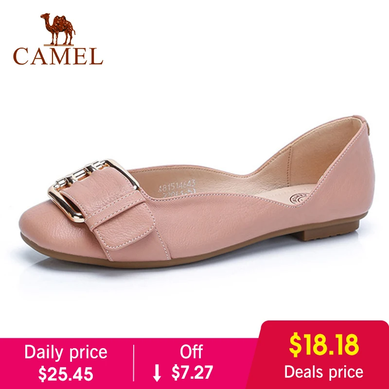 camel color flat shoes
