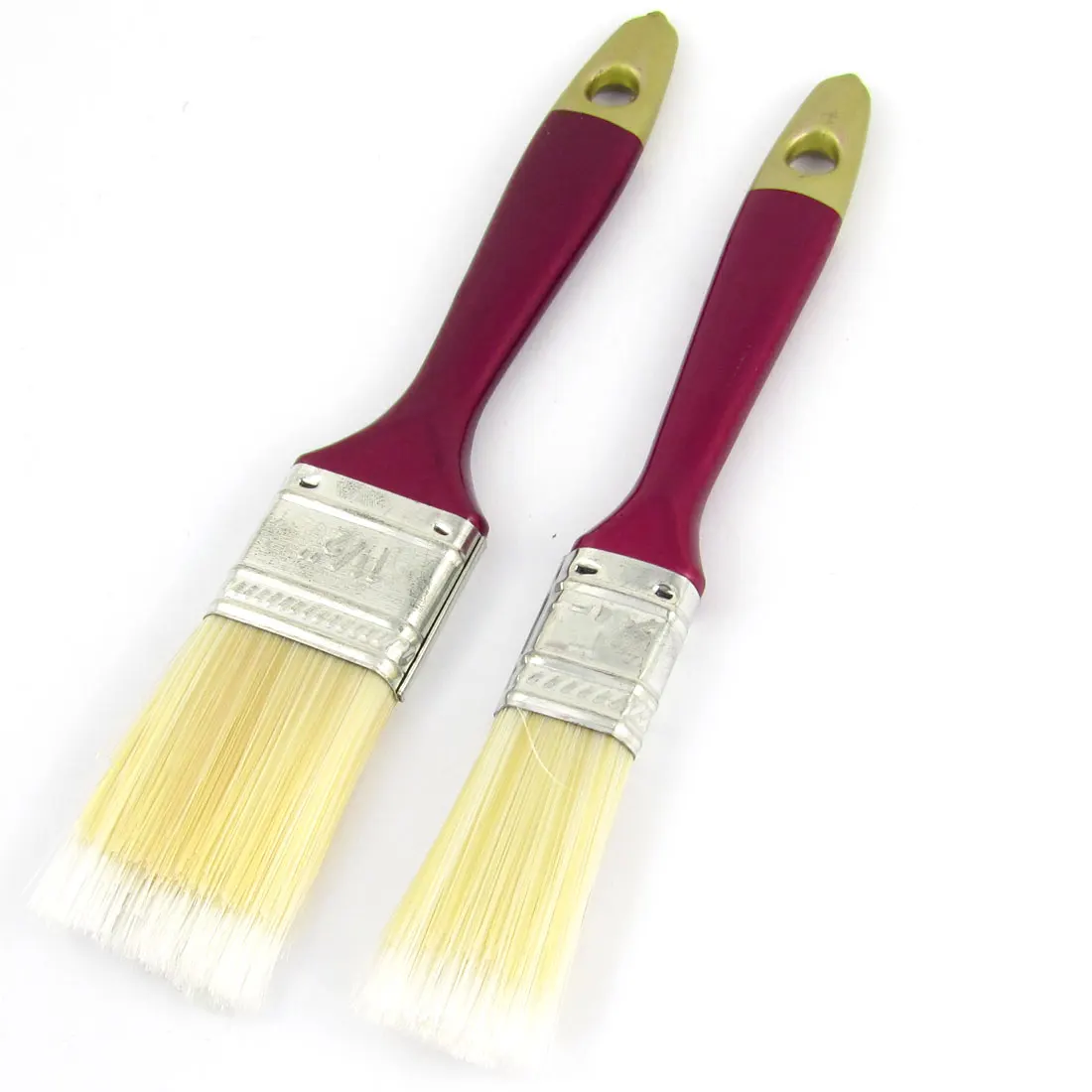 UXCELL Plastic Handle Nylon Bristle Art Supplies Oil Painting Tool Brush Beige Red 2 In 1in