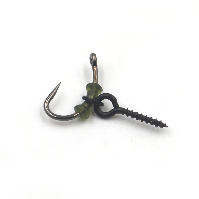 MNFT 200Pcs Black Boilie Bait Screws Round Link Loop Easy Run Ring Pop Up Peg Pellet