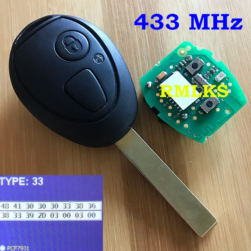 

For BMW For Mini Cooper S One R50 R52 R53 2 Button Remote Key Fob 433Mhz 315Mhz With Code