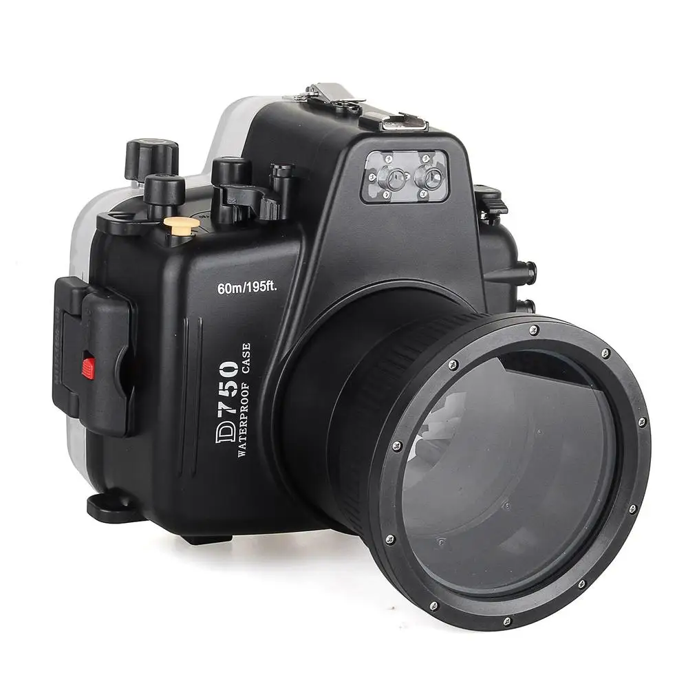 Meikon 60 м/195ft оборудование для дайвинга подводный корпус для камеры чехол для камеры Nikon D750 водонепроницаемая сумка+ две руки алюминиевый лоток