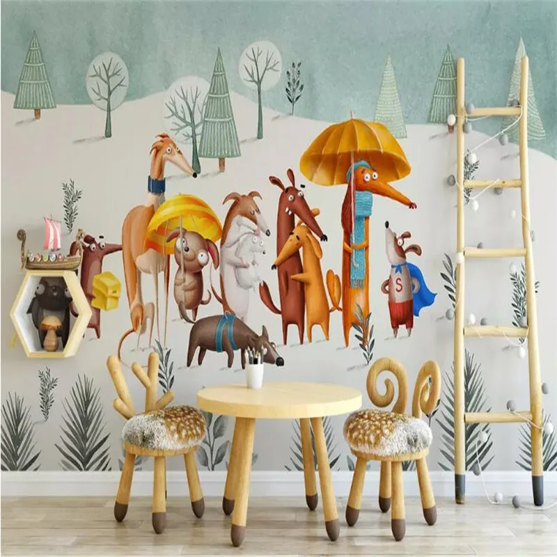 Modern minimalist cartoon puppy personality children's room background wall custom large indoor wallpaper mural 3D photo wall Modern minimalist cartoon puppy personality children's room background wall custom large indoor wallpaper mural 3D photo wall