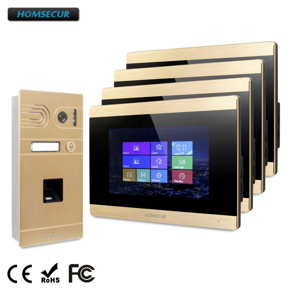 

HOMSECUR 7" Wired Hands-free Video&Audio Home Intercom with Golden Camera BC061-G+BM715-G