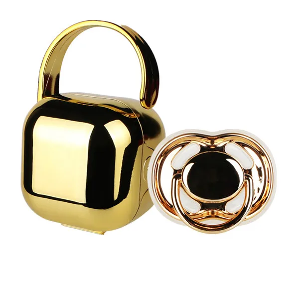 MIYOCAR эксклюзивный дизайн Соска с золотым серебряным покрытием BPA Бесплатно FDA Класс безопасное кольцо для соски и коробка для хранения сосков - Цвет: 6 to 18m gold set