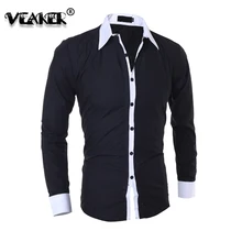 Деловые рубашки для мужчин, одежда, топы, 5 цветов, мужские тонкие однотонные рубашки с длинными рукавами, рубашка с отложным воротником, топы, мужская рубашка, новинка