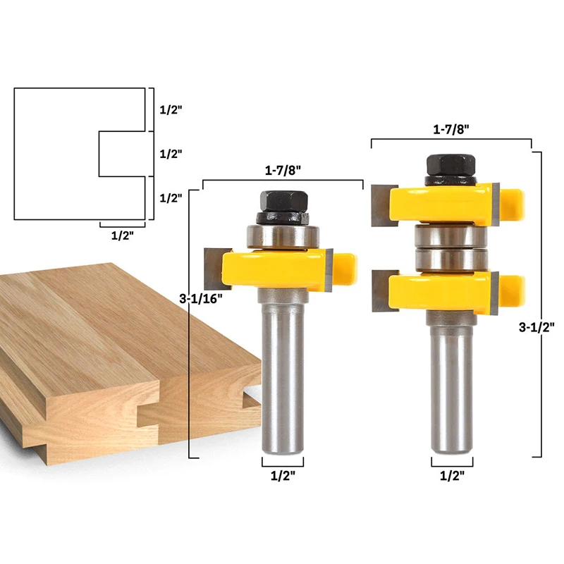 1-1/" 2 бит Язык и паз маршрутизатор бит Набор-соединение сборки маршрутизатор бит Набор 1-1/2" шток древесины резки Tool-RCT15210