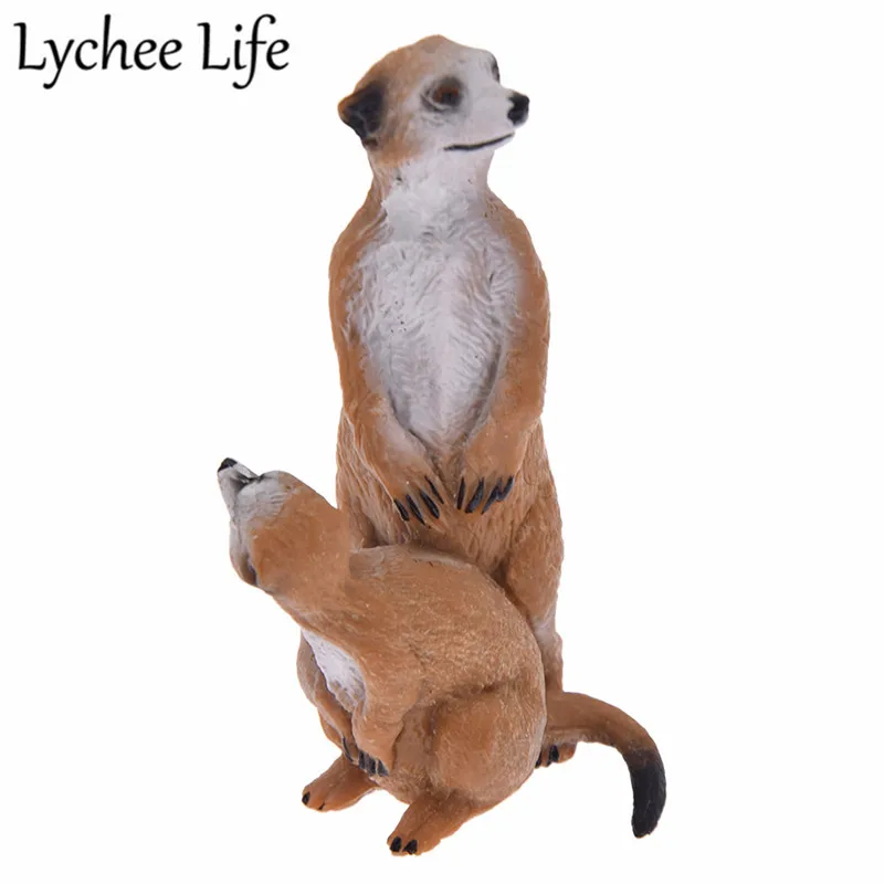 

Simulation Meerkat Model Cute Fox Animal Miniature Figurines Gift Modern Pastoral Style Garden Home Mini Decor Craft