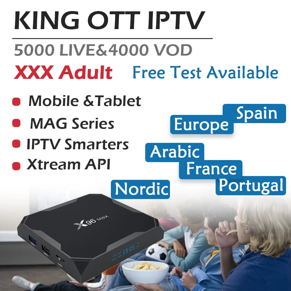 

GOTiT Europe X96 Max Android 8.1 TV Box Amlogic S905X2 Dual-WIFI +6000 live KING IPTV Spain Portugal Germany Adult Set up Box