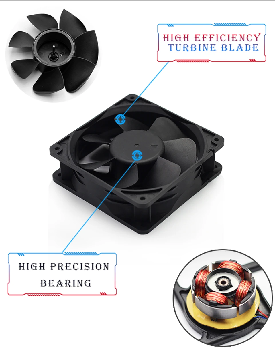 120*38 мм DC 12V 4-контактный насильственного высокое Скорость вентилятор большой Объём воздуха стоячий серверный шкаф вентилятор охлаждения для BTC Майнер биткоинов