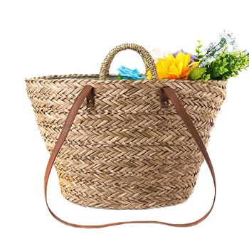 

Women Handbag Female Handmade Summer Beach Straw Bags Lady INS Popular Messenger Bag Casual Vacation Large Travel Basket SS3049