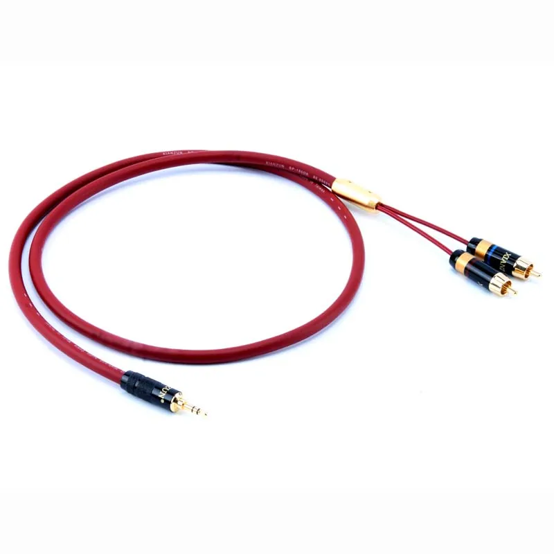 1pcs High-quality 6N Oxygen-free Copper 3.5mm Double Lotus Audio Cable 1 is Divided Into 2RCA Computer Line | Электроника