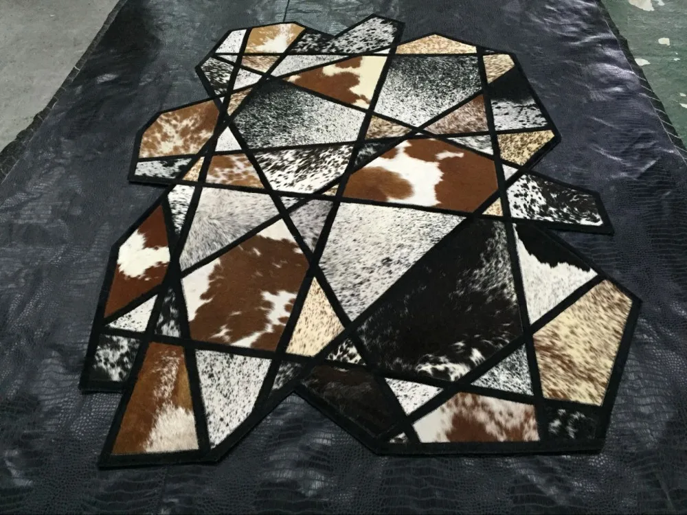 Инопланетянин классический модный кожаный коровья кожа сплайсинга ковер художественная индивидуальность ручной работы воловья кожа ковер пестрый воловья кожа коврик в форме животного