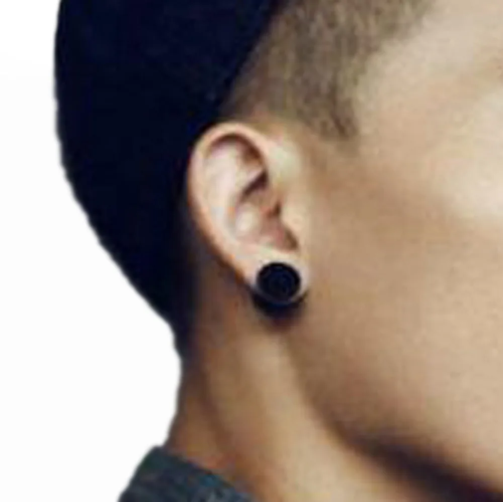 1Pcs cool New Fashion Stainless Steel Black Gothic Barbell Earring