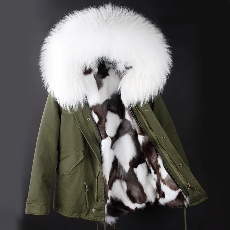Модная зимняя женская уличная куртка Парка Воротник с натуральным мехом енота Подклад из натурального меха лисы Распродажа - Цвет: color 10
