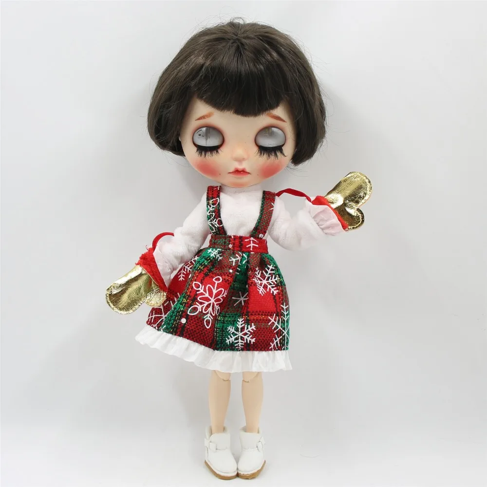 Neo Blythe Doll Christmas Winter Outfit With Cap & Scarf 6
