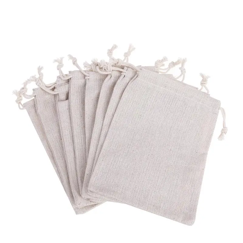 

10PCS Linen Jute Drawstring Gift Bags Sacks Party Favors 8 * 10cm Packaging Bag Wedding Candy Gift Bags party Supplies