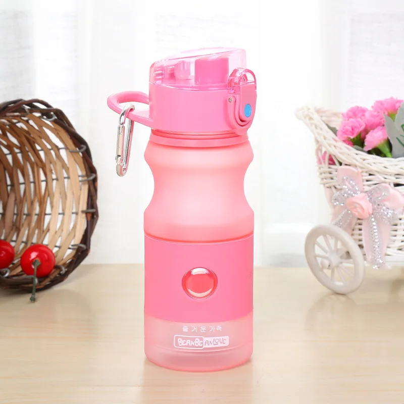 5 цветов креативные бутылки для воды с веревкой вместительная бутылка для воды пространство портативные спортивные бутылки для воды походные с пластиковым крюком бутылки - Цвет: Pink