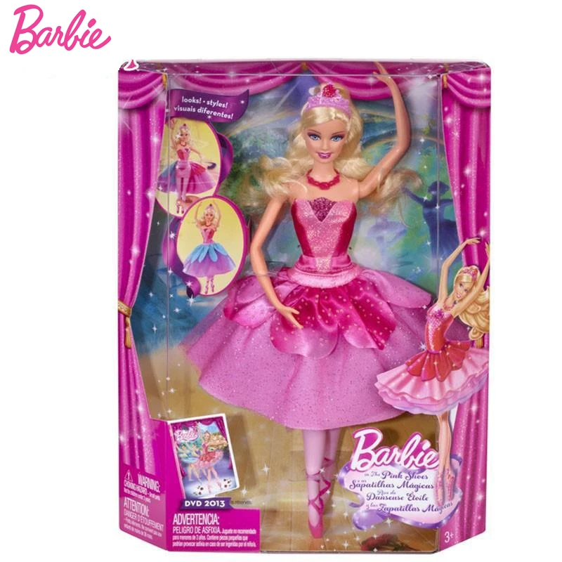 Подлинная розовая танцевальная обувь для Барби; балетная кукла принцессы; Одежда для Барби; платье для девочек; Лучший подарок на день рождения и Рождество; X8810