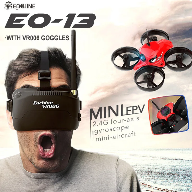 Eachine E013 микро FPV скоростной Квадрокоптер на дистанционном управлении с 5,8G 1000TVL 40CH Камера VR006 VR-006 3 дюймов очки Очки виртуальной реальности VR гарнитура беспилотный вертолет игрушка