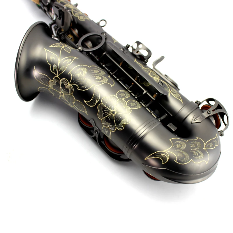 Buy Top Professional Custom ALTO Saxophone Black Matt Nickel Gold Eb Sax