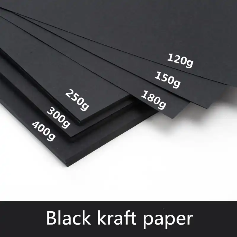 50 шт./лот A3 A4 A5 черная крафт-бумага DIY для изготовления открыток 120 г 150 г 180 г 250 г 300 г 400 г крафт-бумага плотная бумажная доска картон - изображение