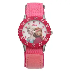 Disney бренд детская одежда для девочек холст часы кварцевые «Холодное сердце» принцессы Софии студентов водонепроницаемые наручные часы