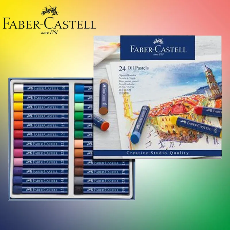 

Original Faber Castell Oil Pastel Crayons Set 24 Color, Blue Box Nontoxic Studio Soft Crayon For Painting Artist Crayon Paint