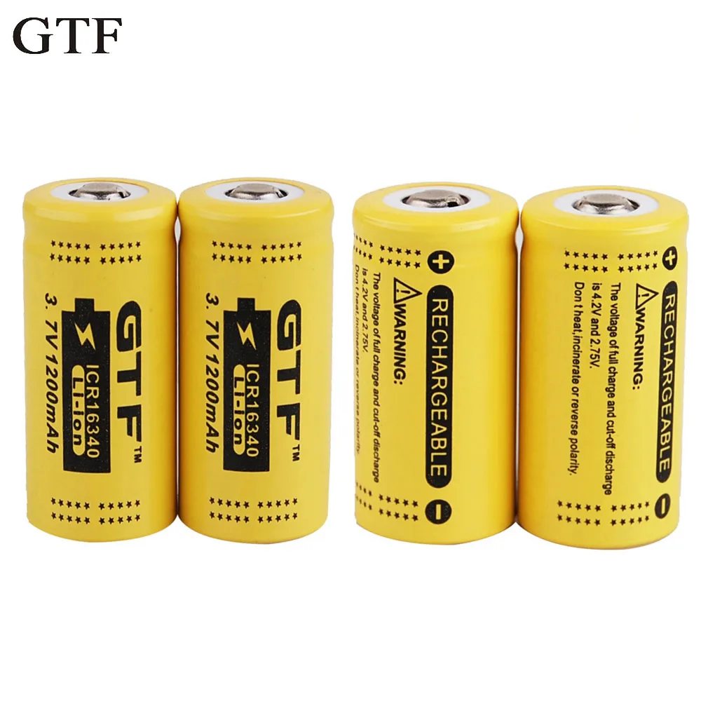 Gtf 2 шт Cr123a 3,7 v 1200mah 16340 защищенная литий-ионная аккумуляторная батарея для светодиодного фонарика с батареями Pcb