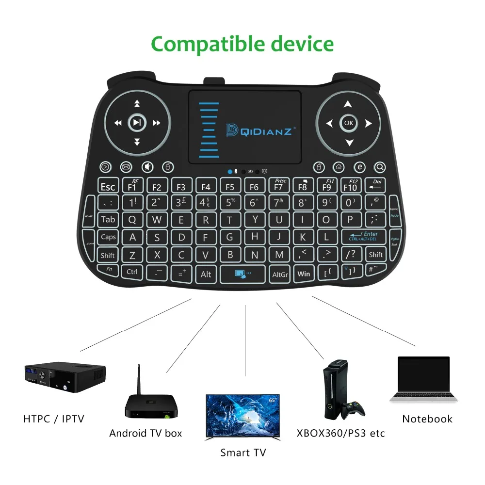 MT08 En/Ru/Es/Fr Беспроводной мини-клавиатура 2,4 GHz USB Air Мышь сенсорная панель с подсветкой для X96mini/HK1mini/X96/TX3nini/I SmartTV BOX