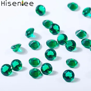 

Hisenlee Manufacture 50pcs Size 6mm Green Loose Cubic Zirconia Bead Stones Round Cut Loose Stone Synthetic Gems DIY Shining Art