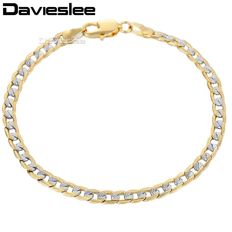 

Davieslee585 Silver Gold Filled Womens Bracelet Chain Wristband Cuban Link 4mm 18cm 20cm 23cm 25cm GB94