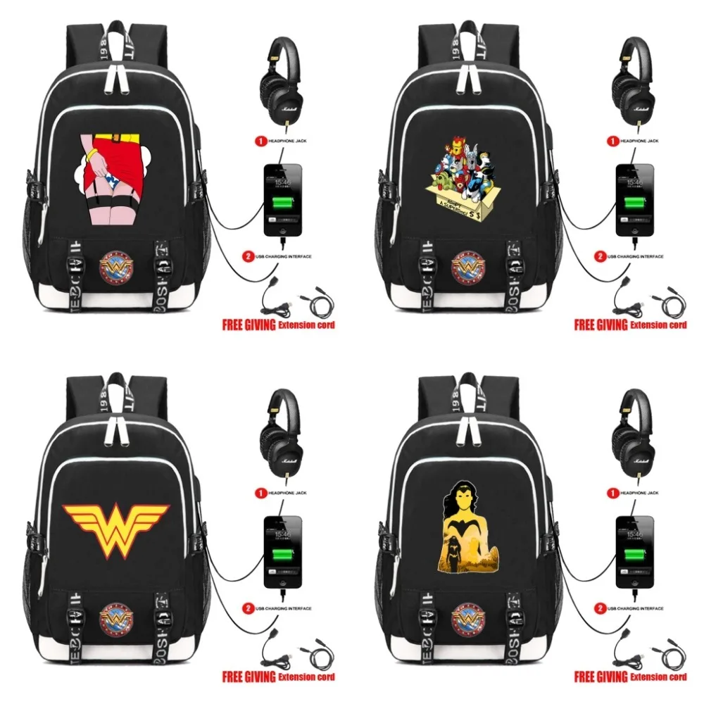 

anime Mystic Messenger backpack multifunction USB charging Headphone jack backpack Students bookbag Men Teenage travel bag