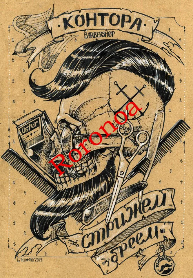 

Vintage Hairdresser Tattoos Patterned Posters Kraft paper Interior Painting Restoring Wall Sticker Barber Shop Decoration c