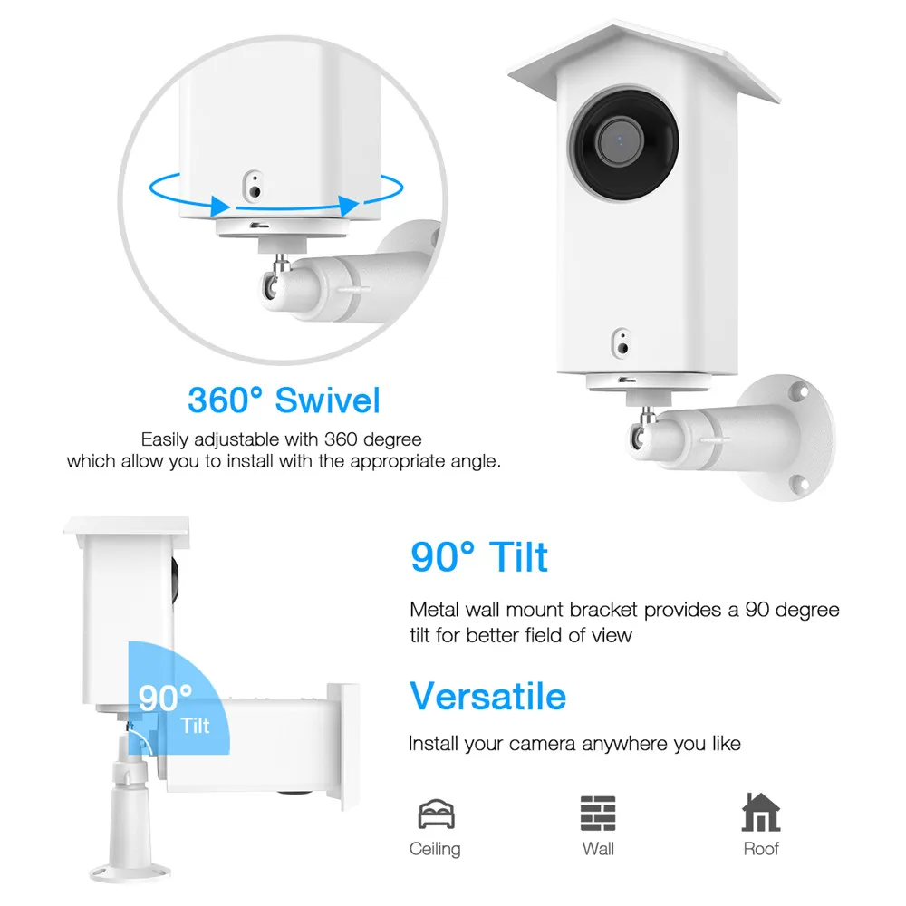 Настенный держатель для Wyze Cam Pan/Xiaomi Mijia Dafang, открытый водонепроницаемый защитный чехол+ Регулируемый поворотный градусов кронштейн