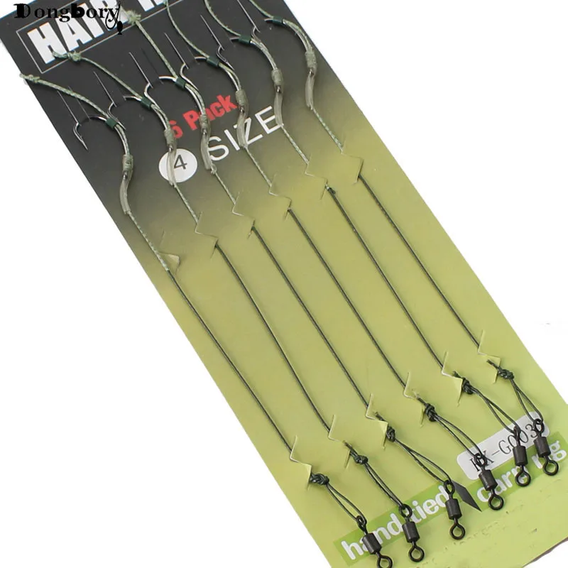 Equipamento de Pesca da Carpa Equipamentos de Cabelo Gancho de Pesca Equipamento de Alinhamento Carpa Ligações Pronto Feito Farpado Gancho Amarrado Tamanho 2 4 8 6 Pçs 15 High Quality Esporte e Lazer