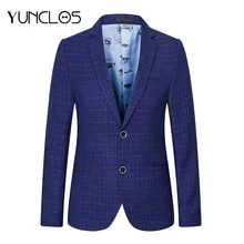 YUNCLOS, новинка, мужской костюм, Блейзер, модный, приталенный, на пуговицах, в клетку, Повседневный, блейзер для мужчин, джентльмен, верхняя одежда, пиджак