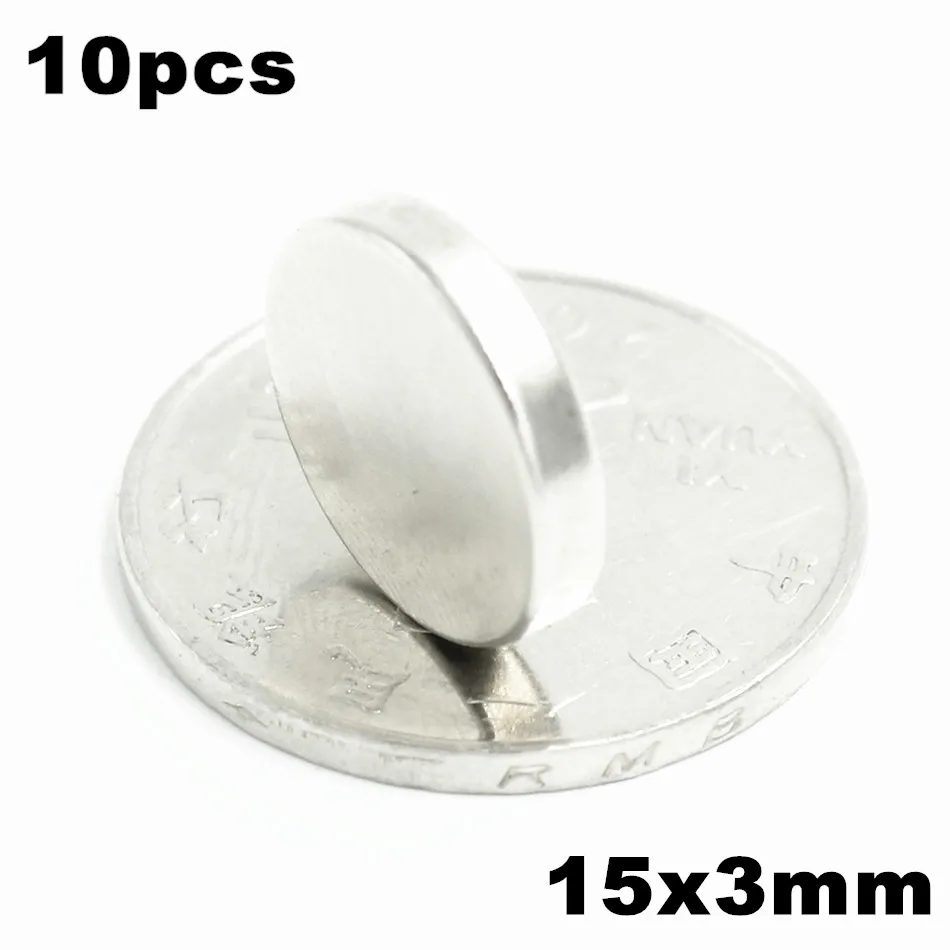 

10pcs 15x3mm Super Powerful Strong Bulk Small Round NdFeB Neodymium Disc Magnets Dia 15mm x 3mm N35 Rare Earth NdFeB Magnet