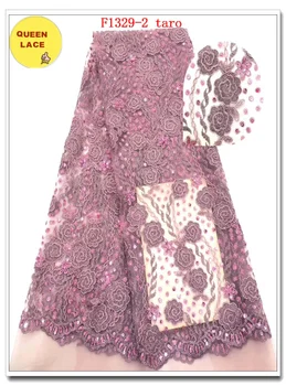 

2019 African Embroidered Tulle Lace With Beads For Party