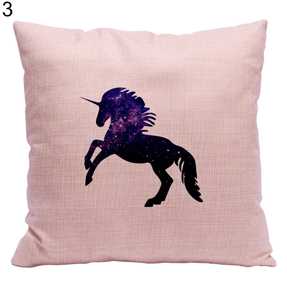 Fashion Unicorn Pattern Throw Pillow Case Bed Home Square Pillow Cover