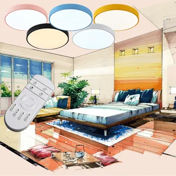 

LED Ceiling Light Modern Lamp Living Room Lighting Fixture Bedroom Kitchen Surface Mount Flush Panel Remote Control
