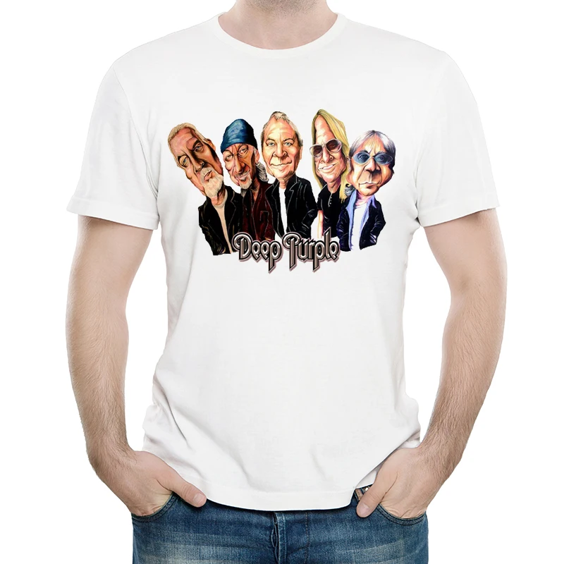 

Deep Purple T Shirt White Color Mens Fashion Short Sleeve Cartoon Deep Purple T-shirt Tops Tees tshirt Cool Band T-shirt