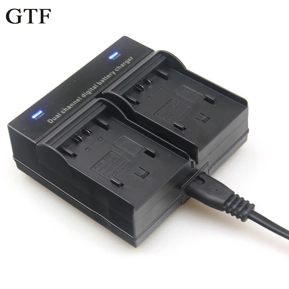 GTF Digital Camera Battery Dual Battery Charger For NPFV100 FV70 FV50