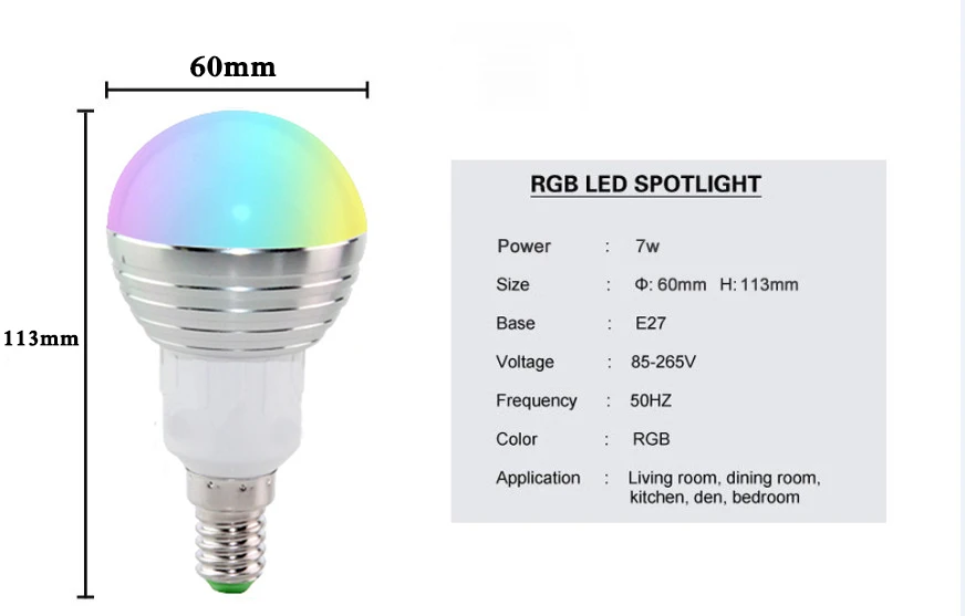 E27 E14 светодиодный 16 Цвет RGB Волшебная осветительная лампа 85-265 V 110 V 120 V 220 V RGB Светодиодный прожектор+ ИК-пульт дистанционного управления Управление