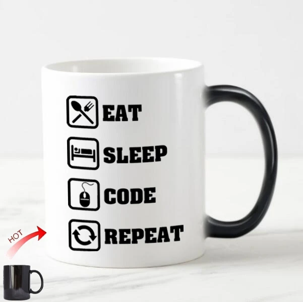 New Humor Eat Sleep Code Repeat Magic Coffee Mugs Funny