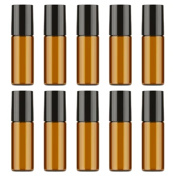 

Aihogard 10pcs 5ml Glass Container Roll on Bottle For Essential Oil Perfume Fragrance Travel Empty Refillable Glass Container